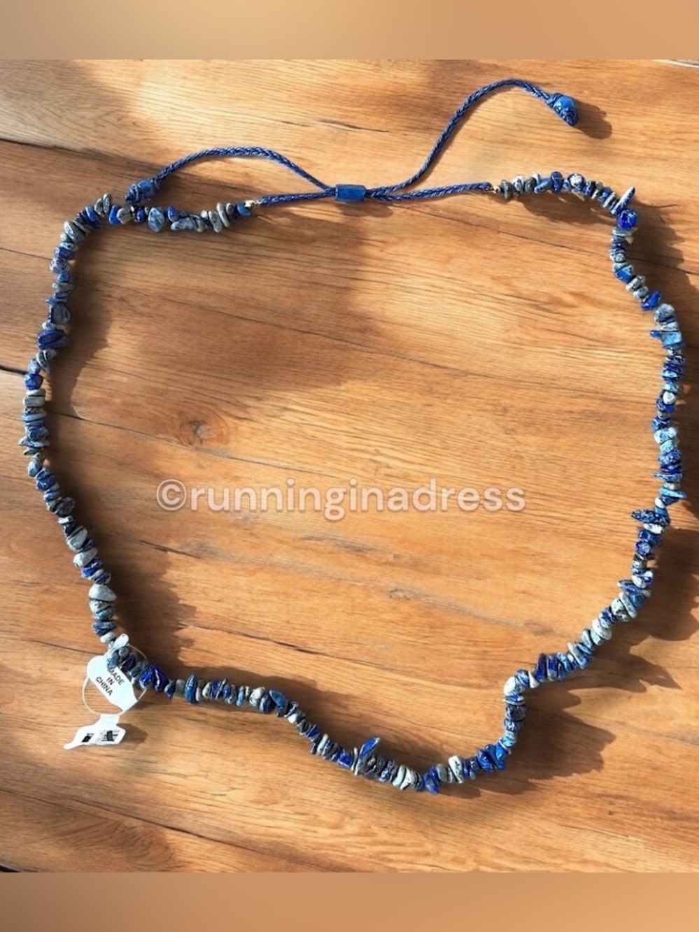 Free People Lapis Lazuli Beaded Necklace Blue Coastal Boho NWT - Picture 3 of 13